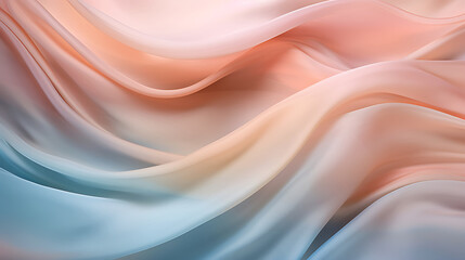 Fototapeta premium A silky fabric texture flowing gracefully, bathed in soft pastel hues, perfect for elegant and luxurious backdrops.