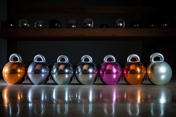 reflective snap of kettlebells of various weights