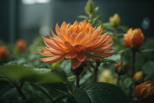 Orange Flower Plant with Leaves, Celtus Houseplant Garden, using Generative Ai
