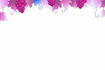 ぶどうとぶどうの葉の背景イラスト、季節のイメージ