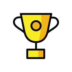 Trophy vector icon. Isolated trophy given as an recognition of achievement, usually in sports. Gold cup, tournament prize sign design.