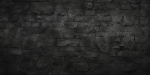 Fotobehang black grunge rough stone wall texture,  dark grey horror theme background, Generative AI © Lumina Frame