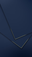 Elegant Corporate Vertical Illustration. Navy blue graphic shapes with golden shinny edges, vertical format.