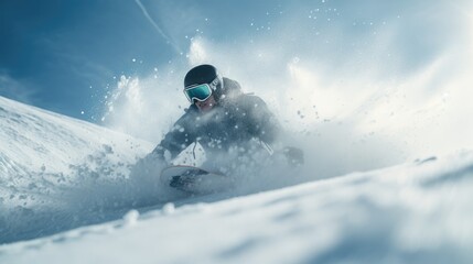 Snowboard athlete in snow lane