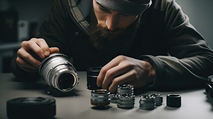 Young male technician repairing mobile phone