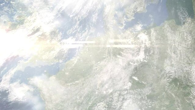 Zoom in from space and focus on Haltern am See, Germany. 3D Animation. Background for travel intro. Elements of this image furnished by NASA