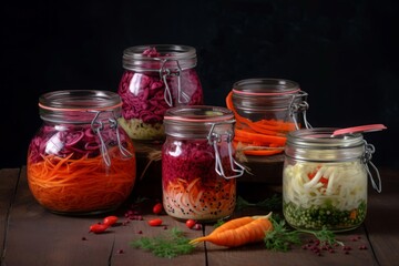 Pickled vegetables jar. Canned product. Generate Ai