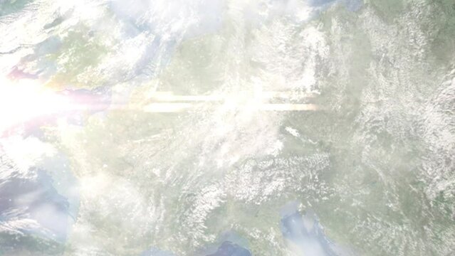 Zoom in from space and focus on Offenburg, Germany. 3D Animation. Background for travel intro. Elements of this image furnished by NASA