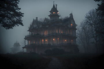 Obraz premium haunted castle in the woods