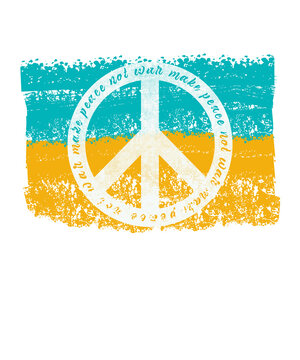 Peace Logo Symbol mit Friedenstaube - Make Peace, not War - Ukraine