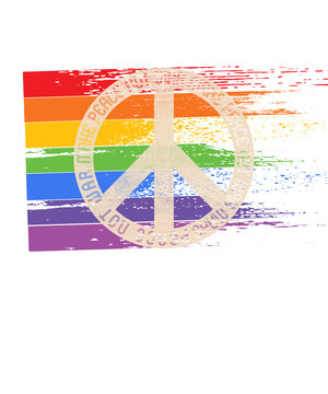 Peace Logo Symbol mit Friedenstaube - Make Peace, not War - LGBTQ Regenbogenflagge