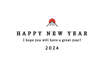 【2024年】シンプルな富士山の年賀状テンプレート　デザイン　おしゃれ　モダン　正月　スタイリッシュ