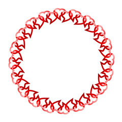 red hearts couple art drawn round frame