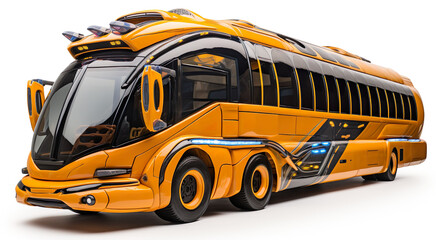 Futuristic school bus isolated on white background. Concept generative AI image. Symbol of movement and freedom in future