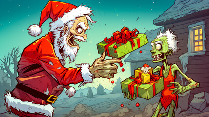 Zombie Weihnachten, ein Horror Märchen für alternative Feiertage. Generiert mit KI