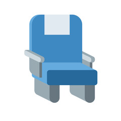 Seat editable flat vector icon design. Isolated airplane, train, bus seat sign design.