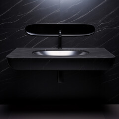 black interior design washbasin created with Generative Ai