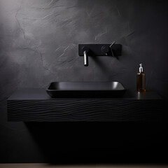 black interior design washbasin created with Generative Ai