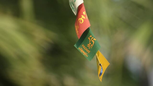 Tibetan flag in wind - white
