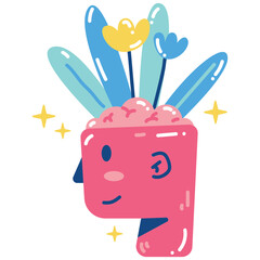 Flower Head Creative Idea 2D Color Illustrations