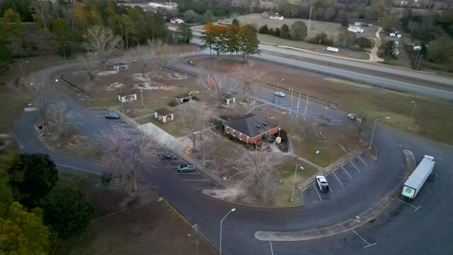 Barbour County Rest Area off US 431 near Eufaula Alabama viewed from a orbiting drone.