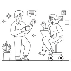 Discussion Simple Line General 2D Outline Illustrations