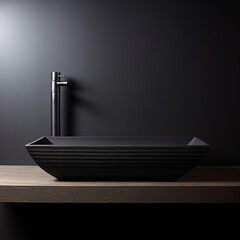 black interior design washbasin created with Generative Ai