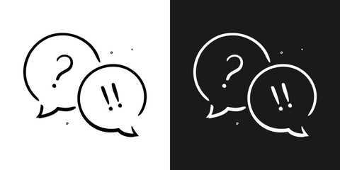 Large Question Mark And Exclamation Mark in round speech bubble. Dialogue Doodle style. Problem and solution icon. Vector EPS 10