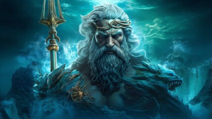 Poseidon - The greek god of the sea.generative ai
