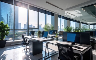 Fototapeta na wymiar Modern contemporary business office in the city. Generative AI
