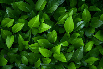 Fototapeta na wymiar Full Frame of Green Leaves Texture Background. Tropical Leaf.