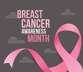 Breast cancer awareness month vector illustration with silky pink ribbon.	