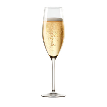 Champagne Glass Isolated on Transparent or White Background