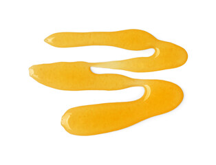 Delicious fresh honey isolated on white, top view