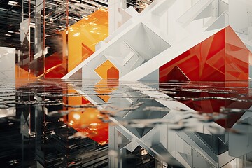 Abstract composition using mirror reflections 