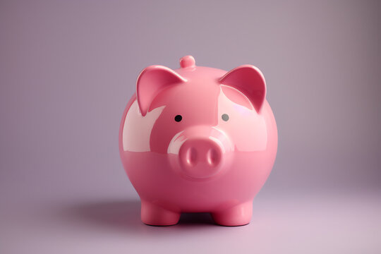 A Pink Piggy Bank On A White Background