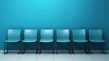 Blue hospital chair on blue background 