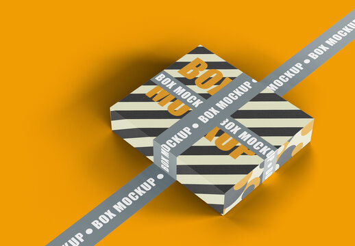 Delivery Box With Duct Tape Mockup
