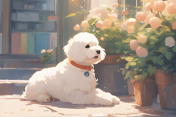 Lovely and cute Bichon. Generative AI