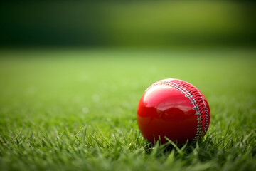 Minimalist Cricket Ball on Green Grass