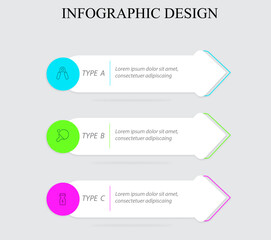 THREE TOPICS INFOGRAPHIC DESIGN.