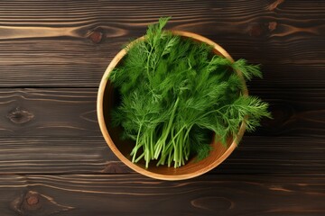 Bowl fresh dill green spice. Flavor nature. Generate Ai
