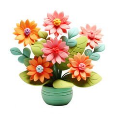 3d flowers bouquet isolated on transparent background