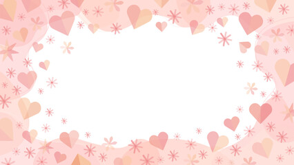 Fototapeta na wymiar バレンタインに使えるピンクのハートのベクターフレーム画像