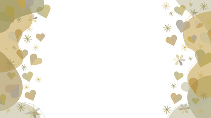 バレンタインに使える金と銀のハートのベクターフレーム画像