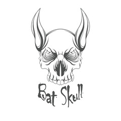 Scary bat skull head illustration design for Halloween celebrations and for t-shirt illustration designs