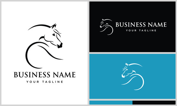 arabian horse line logo template
