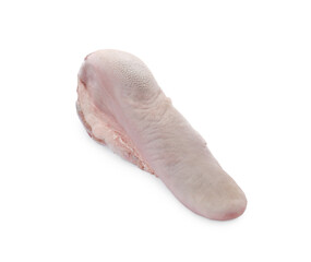 One raw beef tongue isolated on white