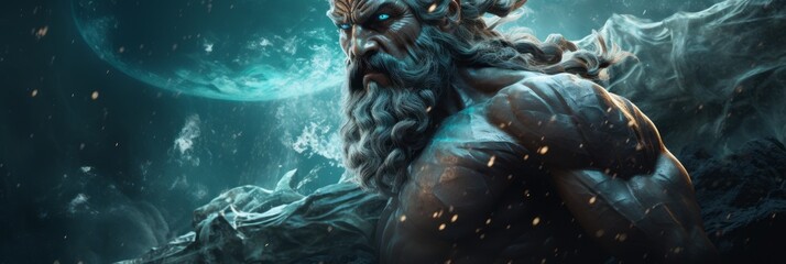 Fototapeta premium Neptune - The roman god of the sea.generative ai 