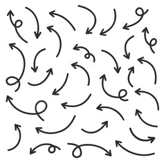 Hand Drawn Set of Arrow Elements Isolated on White Background